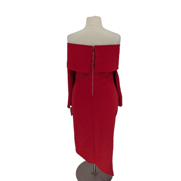 11350 Fashion to Figure Off Shoulder Asymmetrical Bodycon Dress Red size 2X - Picture 2 of 7
